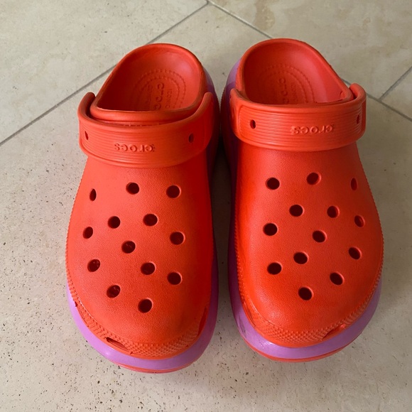 CROCS Vibrant Orange and Purple Mules - Picture 1 of 6